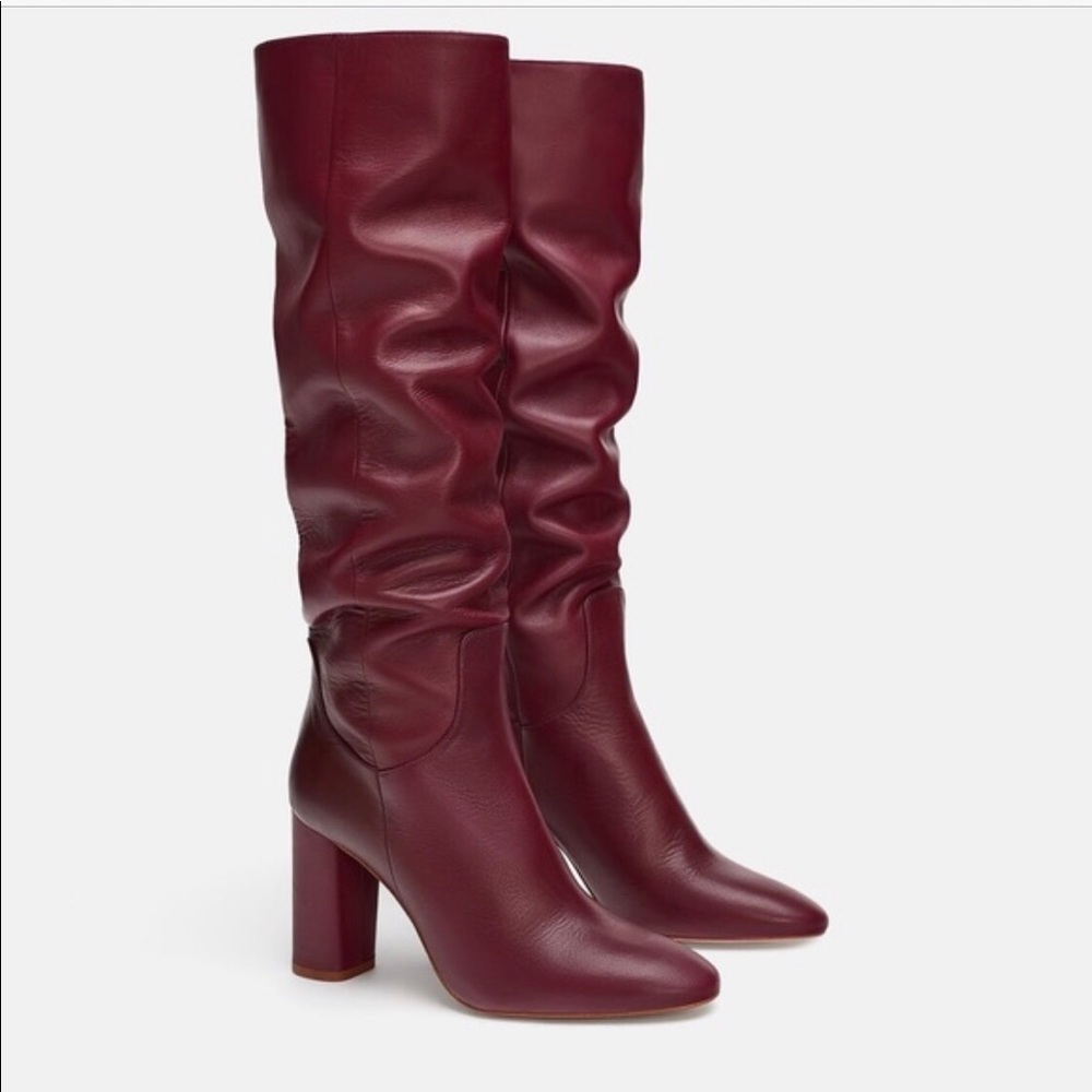 LOOKING FOR Zara burgundy heeled boot size 7